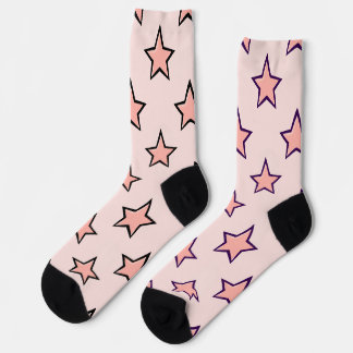 Pink Pastel Stars Pattern Design Socks
