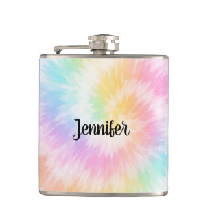 Pink Pastel Tie Dye Girly Chic Hip Flask