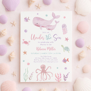 Pink Pastel Under the Sea Baby Shower Invitation