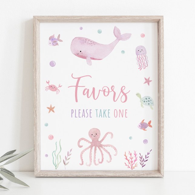 Pink Pastel Under the Sea Birthday Favour Sign (Creator Uploaded)