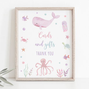 Pink Pastel Under the Sea Birthday Gifts Sign