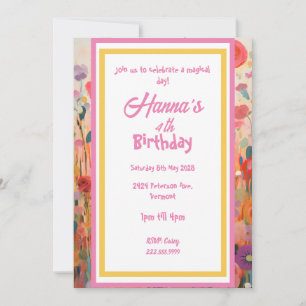 Pink Pastel Unicorn Folded Greeting Invitation