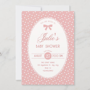 Pink pastel vintage baby shower invitation