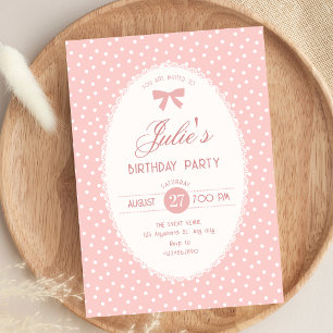 Pink pastel vintage birthday invitation