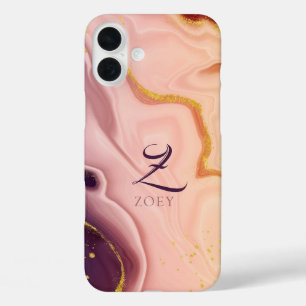 Pink Pastel Violet Glitter Watercolor Customisable iPhone 16 Plus Case