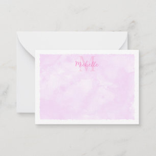 Pink Pastel Watercolor All Occasion Monogram Card