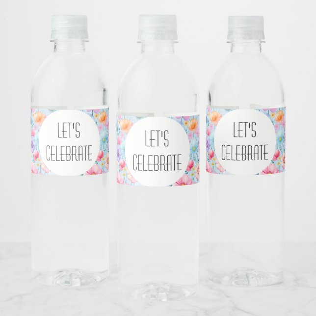 Pink Pastel Watercolor with Message Water Bottle Label (Bottles)