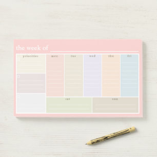 Pink Pastel Weekly Desk Planner To-do List Post-it Notes