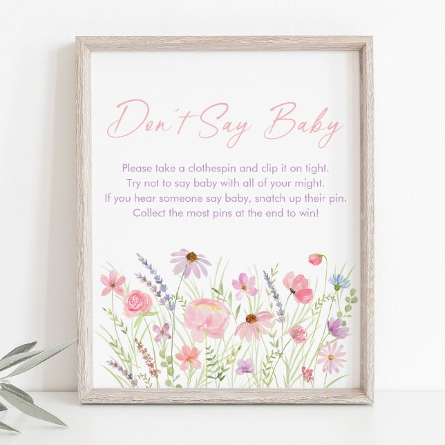 Pink Pastel Wildflower Don't Say Baby Game Poster (Creator Uploaded)