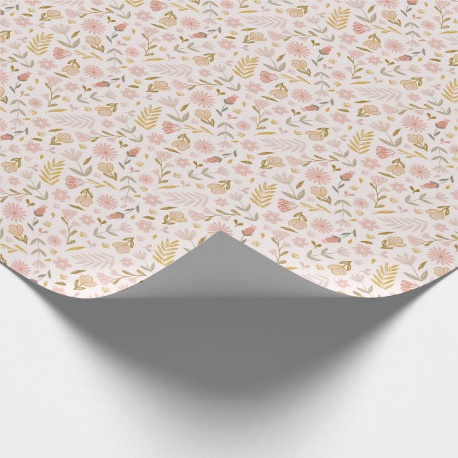 Pink Pastel Wildflower  Wrapping Paper (Corner)