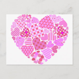 Pink Patchwork Heart Postcard