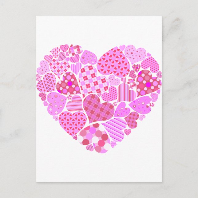 Pink Patchwork Heart Postcard (Front)