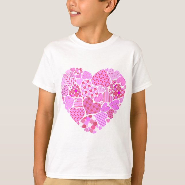 Pink Patchwork Heart T-Shirt (Front)