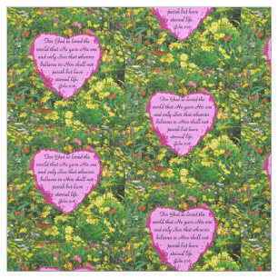 PINK PATCHWORK JOHN 3:16 FLORAL FABRIC