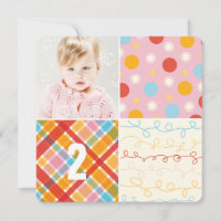 Pink Patchwork Pattern Squares Girl Photo Birthday