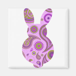Pink Pattern Bunny Shape Magnet