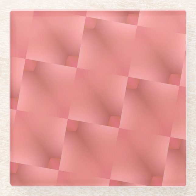 pink pattern pastel colour glass coaster (Front)