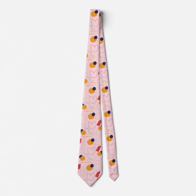 pink pattern shapes tie (Front)