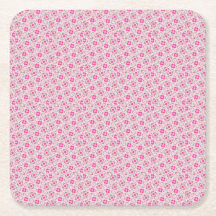 Pink Pattern Square Paper Coaster