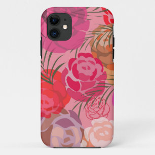 Pink pattern with flowers and plants Case-Mate iPhone case