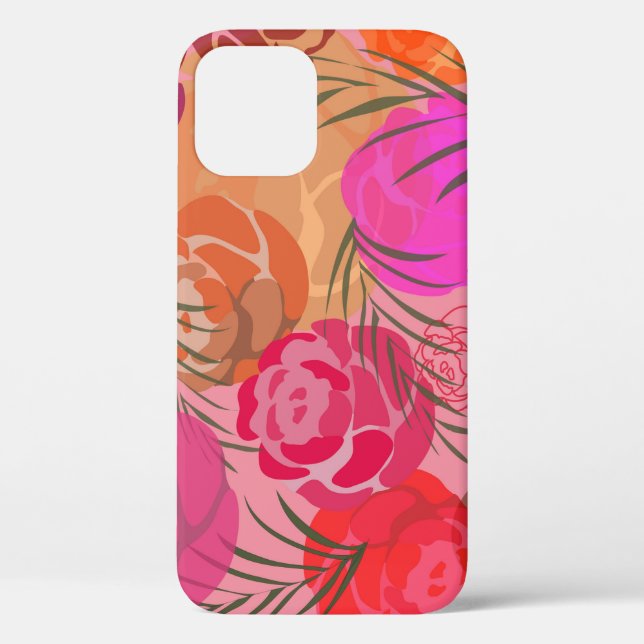 Pink pattern with flowers and plants Case-Mate iPhone case (Back)