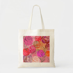 Pink pattern with flowers and plants coffee mug tote bag