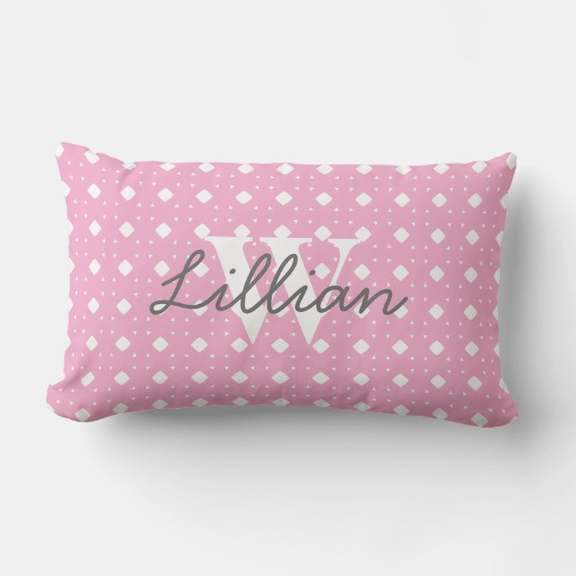 Pink Patterned Baby Girl Personalised Pillow (Front)