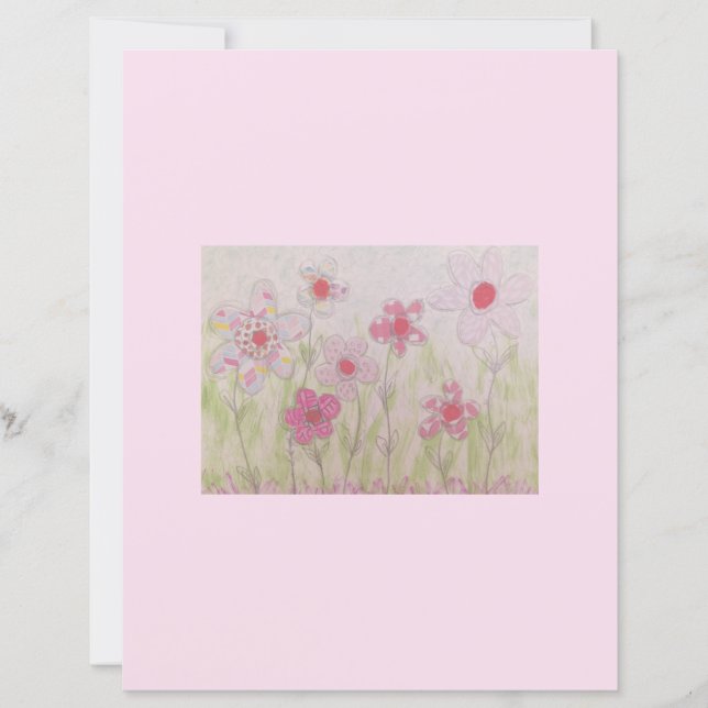 Pink Patterned Flowers Scrapbook Paper (Front)