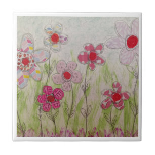 Pink Patterned Flowers Tile