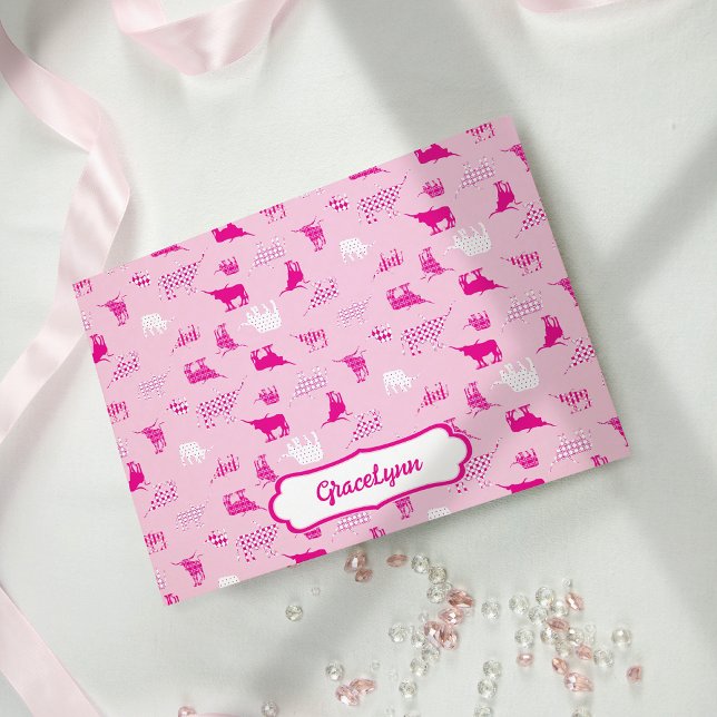 Pink Patterned Longhorns Pattern Postcard (Creator Uploaded)