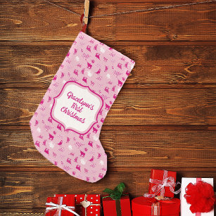 Pink Patterned Longhorns Pattern Small Christmas Stocking