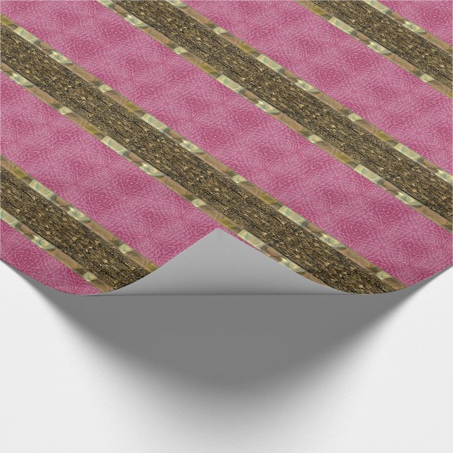 Pink Patterstay Beautiful  Stripe Wrapping Paper (Corner)