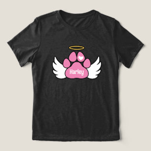 Pink Paw Angel Wings Add Name Girl Dog Memorial Tri-Blend Shirt