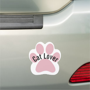 Pink Paw Print Cat Lover Car Magnet