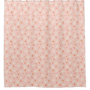 Pink Paw Print Heart Pattern Shower Curtain