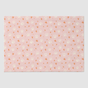 Pink Paw Print Heart Pattern Tissue Paper