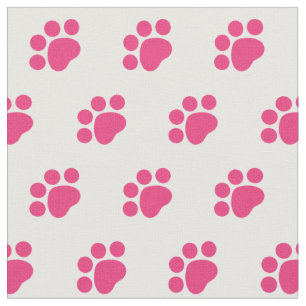 Pink Paw Print Pattern Fabric