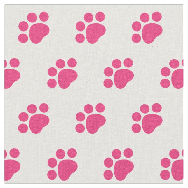 Pink Paw Print Pattern Fabric (Close Up)