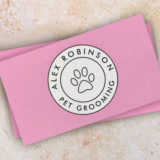 Pink paw print pet grooming business card (Creator Uploaded)