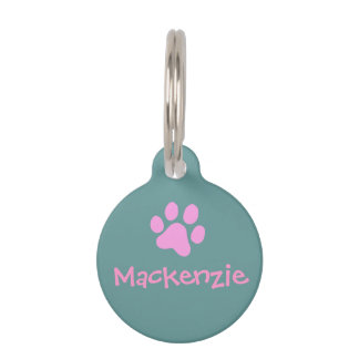 Pink Paw Print Pet Tag