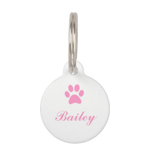 Pink Paw Print Pet Tag