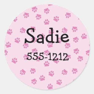 Pink Paw Print Stickers (#LABL 019)