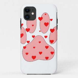Pink Paw Print With Hearts Case-Mate iPhone Case