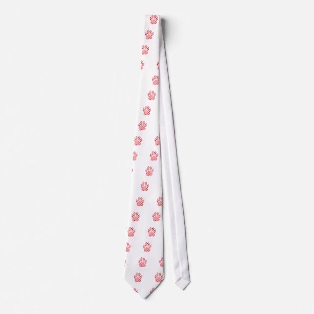 Pink Paw Print With Hearts Tie (Front)