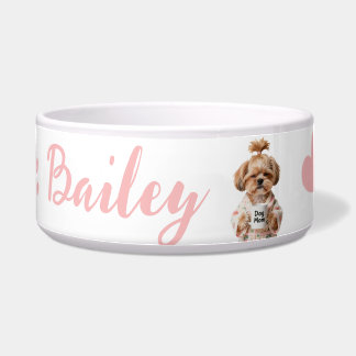 Pink Paw Prints Cute Dog Name White Pink
