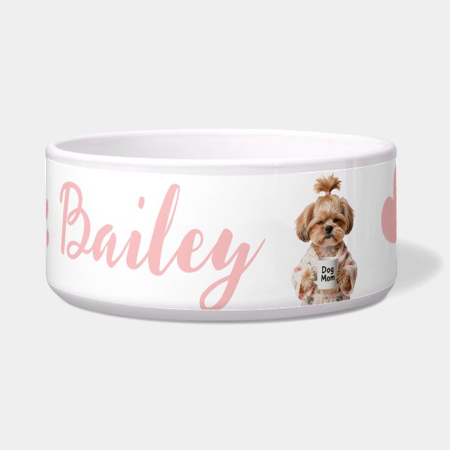 Pink Paw Prints Cute Dog Name White  Pink  (Front)