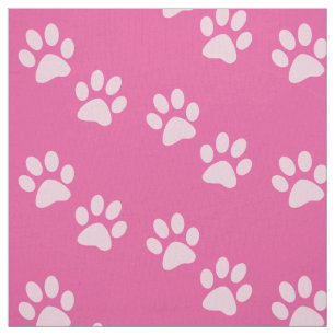 Pink Paw Prints Fabric
