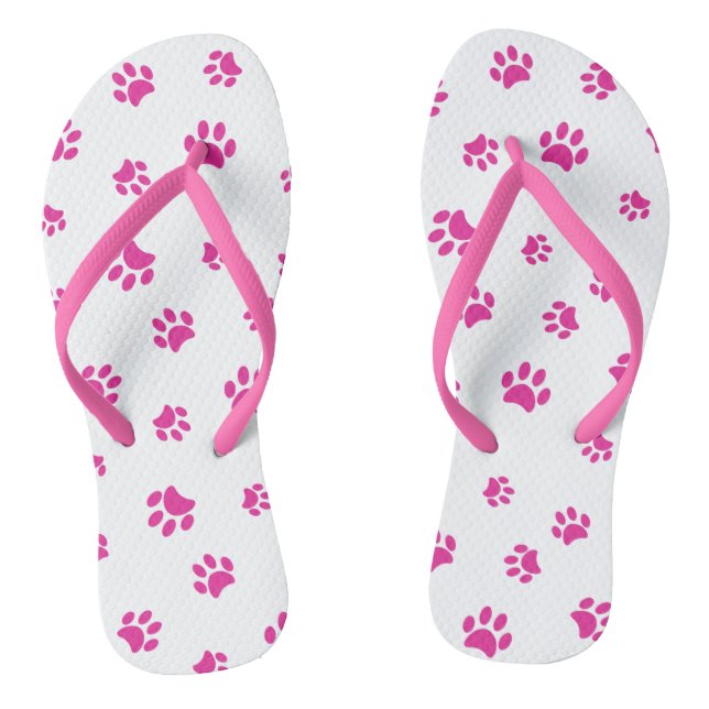 Pink Paw Prints Pattern Jandals (Footbed)
