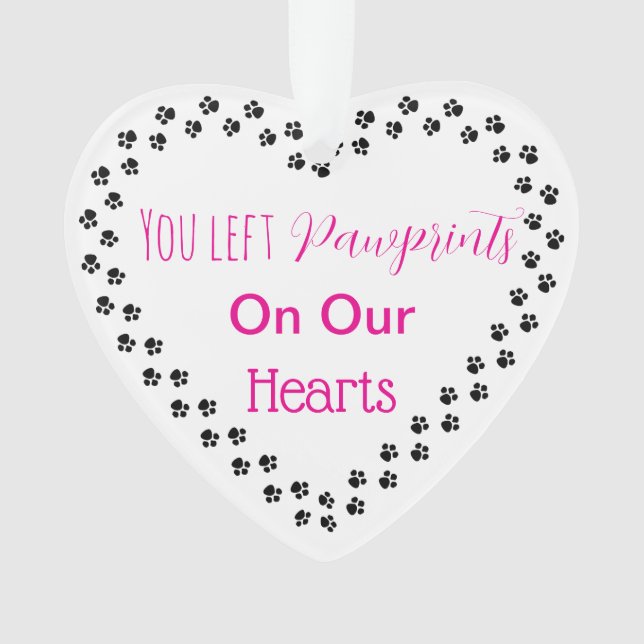 Pink Paw Prints Pet Memorial Ornament (Front)
