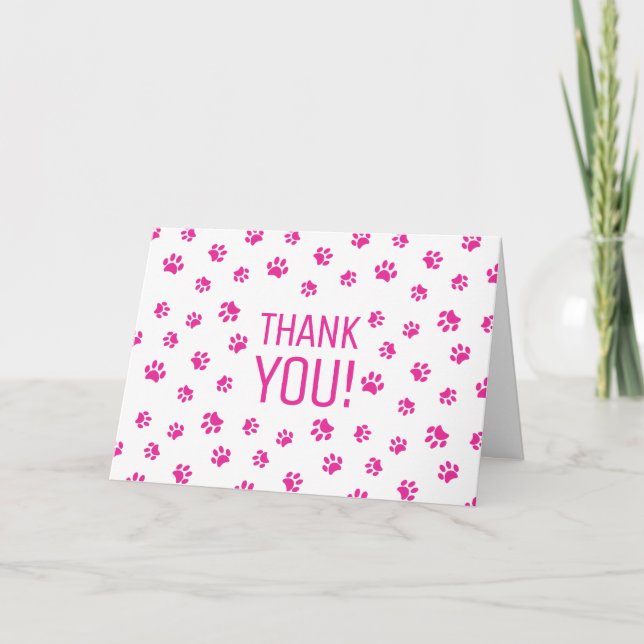 Pink Paw Prints | Thank You Card (Front)